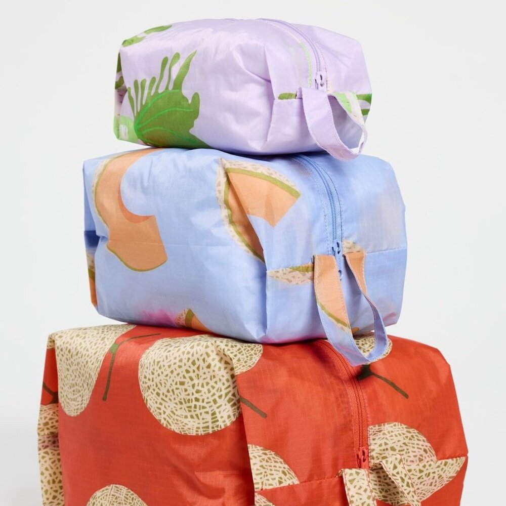 NWT Baggu 3D Zip Set - Japanese Produce (Cantaloupe Blue, Daikon Pink, Yubari) - Picture 7 of 7